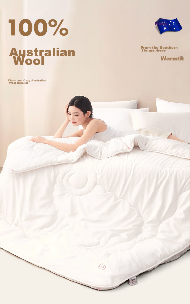 LOVO Luolai Home Textiles, 100% Australian Wool All-Season Comforter, 3 Jin (1.5 Kg), 150*215cm, White 2