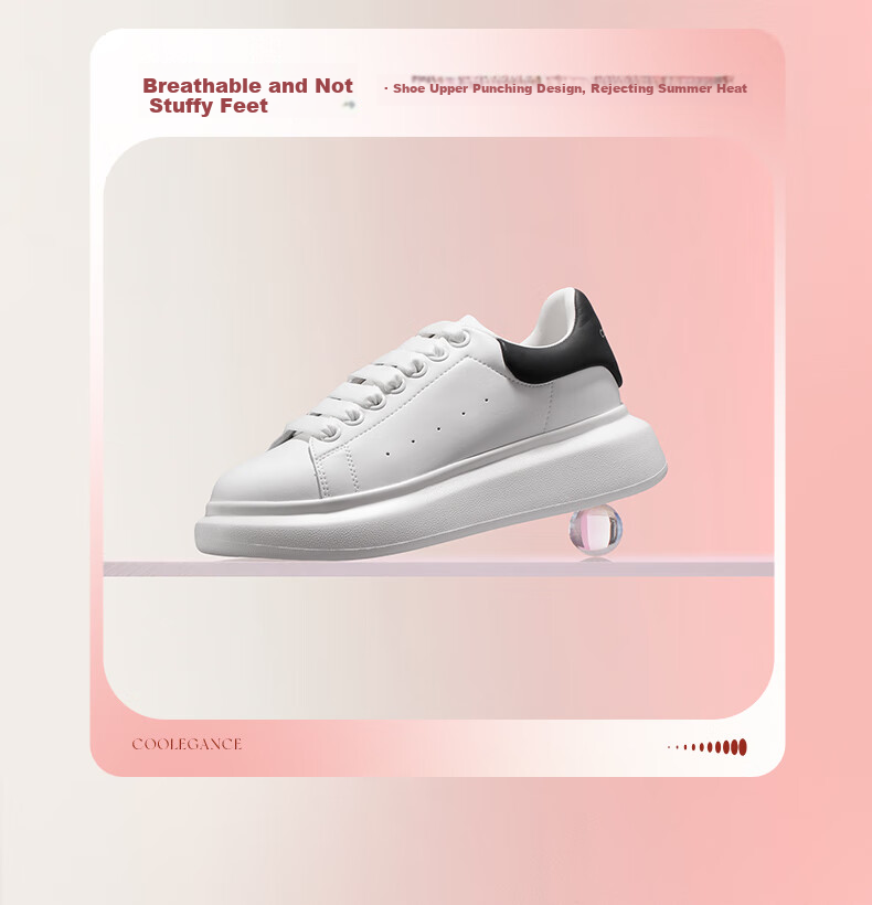 Belle Thick-Soled Cloud White Sneakers, Spring And Summer Women's Casual Shoes, Color-Block Skateboard Shoes Z2U1DCM5, Black Tail Wing - Classic Style, Size 39 7
