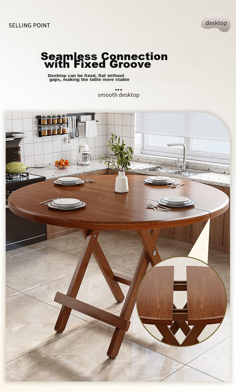 Chibailun Folding Table, Home Folding Dining Table, Compact Round Table for Small Apartments, Simple Portable Small Table 7