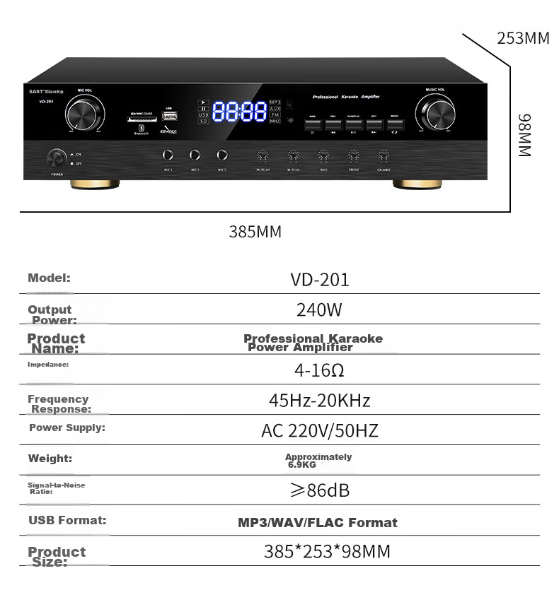 SAST Conference Room Sound System Set 10-Inch Home KTV Background Music Training Meeting Bluetooth Amplifier Wall-Mounted Speaker VD-202/K3*4 15