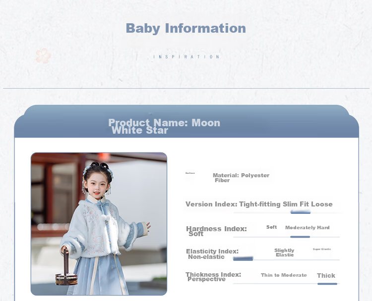Qibo Girls' New Year Outfit, Winter Children's Hanfu, 2026 New Style Ming Dynasty Greeting Costume, Moon White Star, Size 100 6
