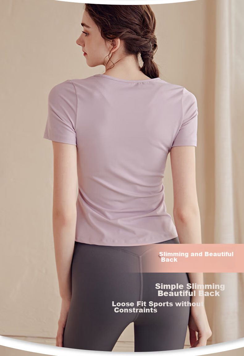 XUEXIMAN Yoga Wear Women's Top, Sports Slim-Fit Short-Sleeve T-Shirt, Running Quick-Dry Pilates Training Fitness Top 5