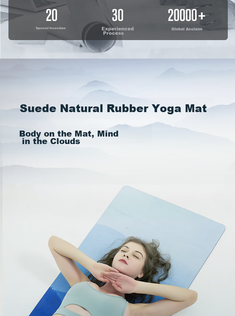 Neumee Professional Sweat-Absorbing Non-Slip Moisture-Wicking Shock-Absorbing Durable Wide Suede Natural Rubber Yoga Mat Gift Mountain Range 5
