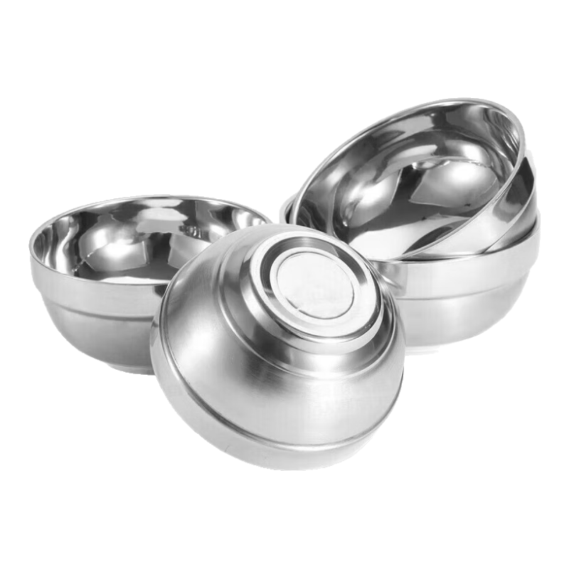 Chuwan Ya 304 Stainless Steel Double-Layer Insulated Platinum Bowl Thickened Lily Soup Bowl Household Rice Bowl 12cm
