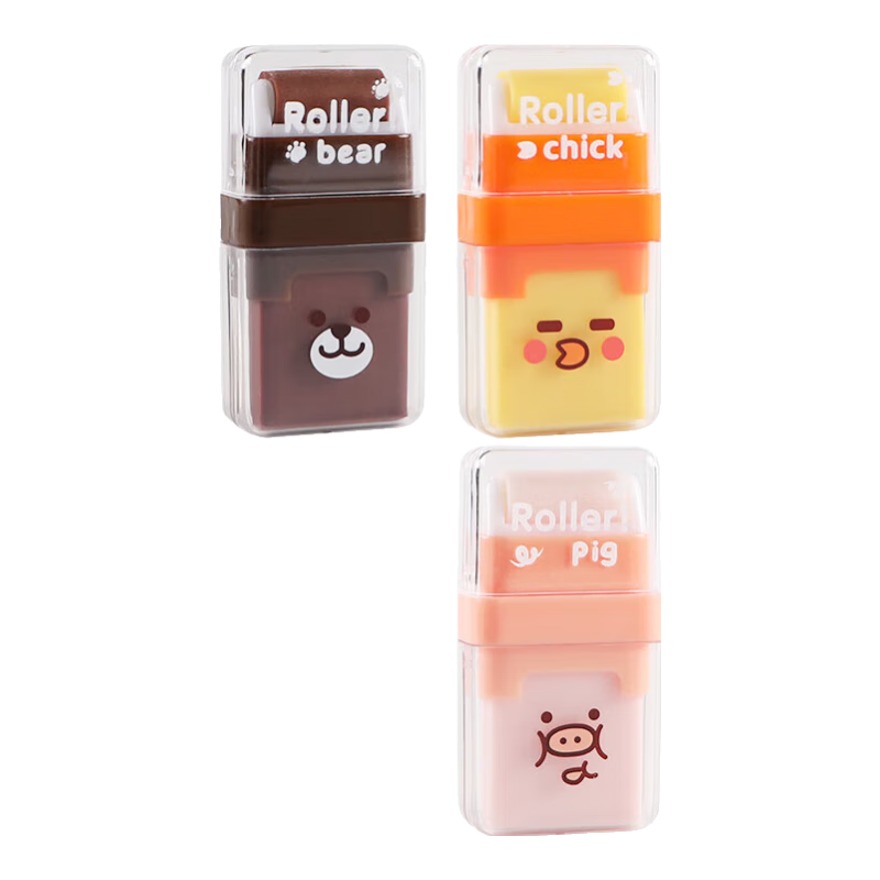 M&G Roller Eraser, Clean without Leaving Marks, Low Residue, Double-Sided Eraser, Creative Cartoon Cute Design, Random Colors, Pack of 5, AXP963GX
