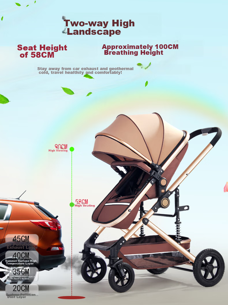 ANGI BABY Stroller, Reclining And Foldable, High Landscape View, Reversible, Shock-Absorbing Pushchair 13