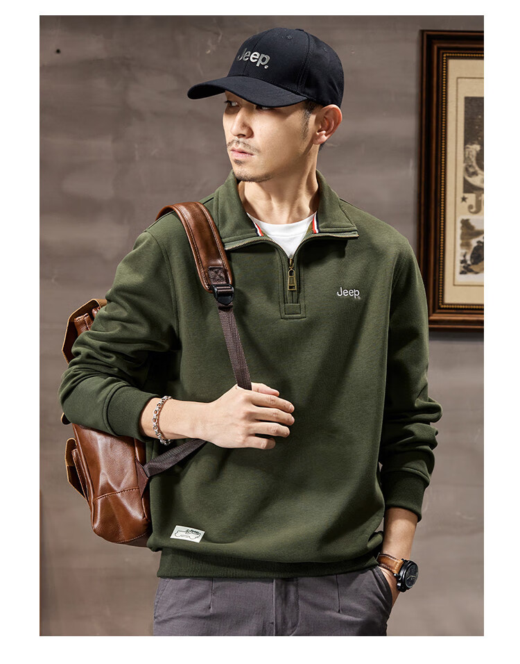 JEEP Spring And Autumn 2026 New Men's Sweatshirt with Lapel Collar, Versatile Casual Jacket, Loose-Fitting Sports Polo Collar Top for Men's Wear 19