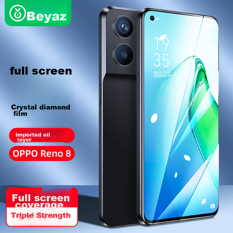 BIAZE [Triple Enhanced] Tempered Glass Screen Protector for OPPO Reno8, High-Definition Anti-Scratch Wear-Resistant Strong Anti-Fingerprint Glass Protective Film Front Film JM292