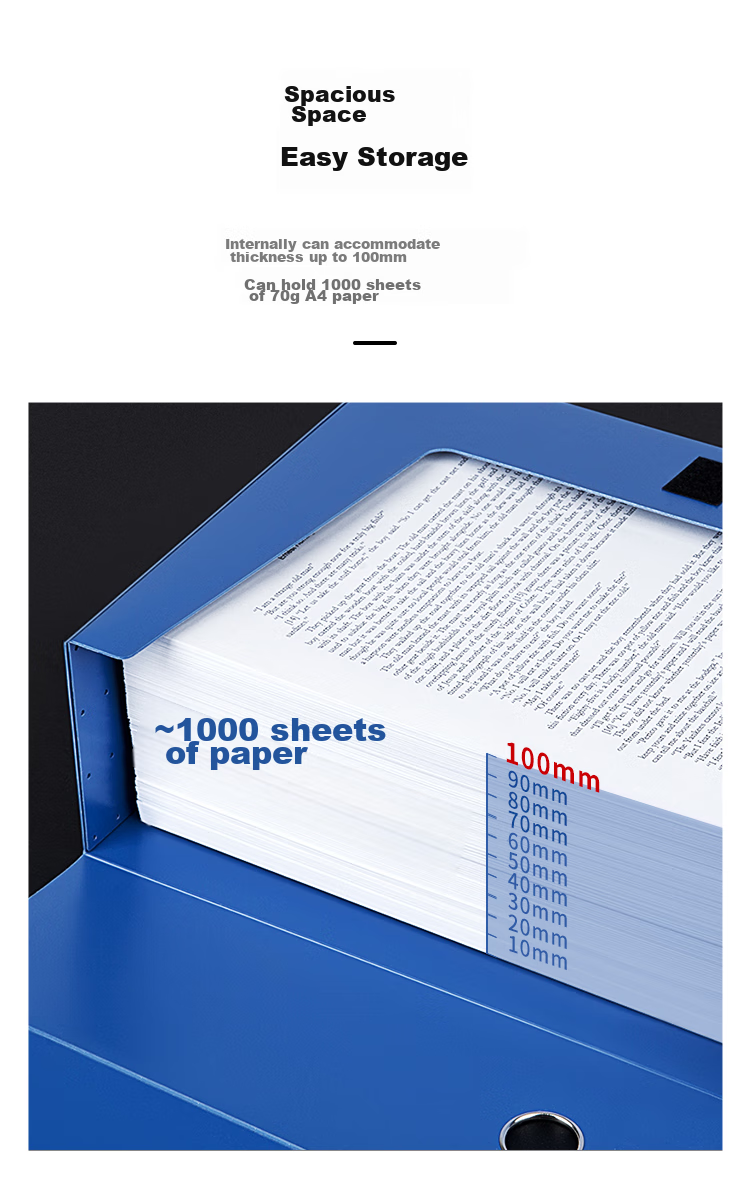 GuangBo (GuangBo) 6 Pieces 100mm A4 High-Quality Plastic File Boxes, Thickened Board Document Boxes, Storage Boxes for Financial Records And Vouchers, Office Supplies A88018 Blue 7