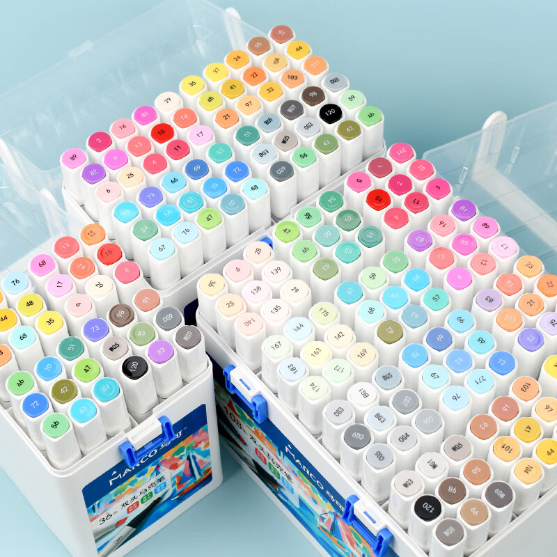 MARCO Dual-Tip Alcohol-Based Markers, 36 Colors, Quick-Drying Design for Students And Children, Professional Art Watercolor Pens, Painting Pigment Set, Gift for Back-To, Watercolor Pens for Art Educatio