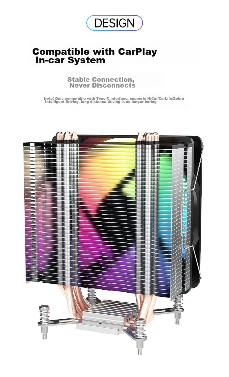 AOC T4GB/93 Black CPU Air Cooler (Supports Intel 9th-13th Gen, 4 Heat Pipes, 12CM Fan with Colorful Lighting Effects, Hydraulic Silent Operation, Includes Thermal Paste) 4