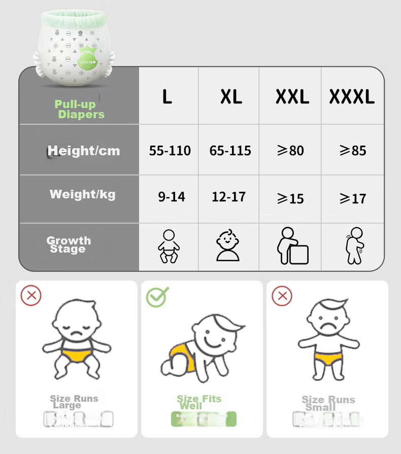 YEEHOO Little Green Pants [No Carbamide Detected], Ultra-Thin Breathable Diapers, M Size, 100 Pieces, Baby Summer Thin Style, Leak-Proof 11