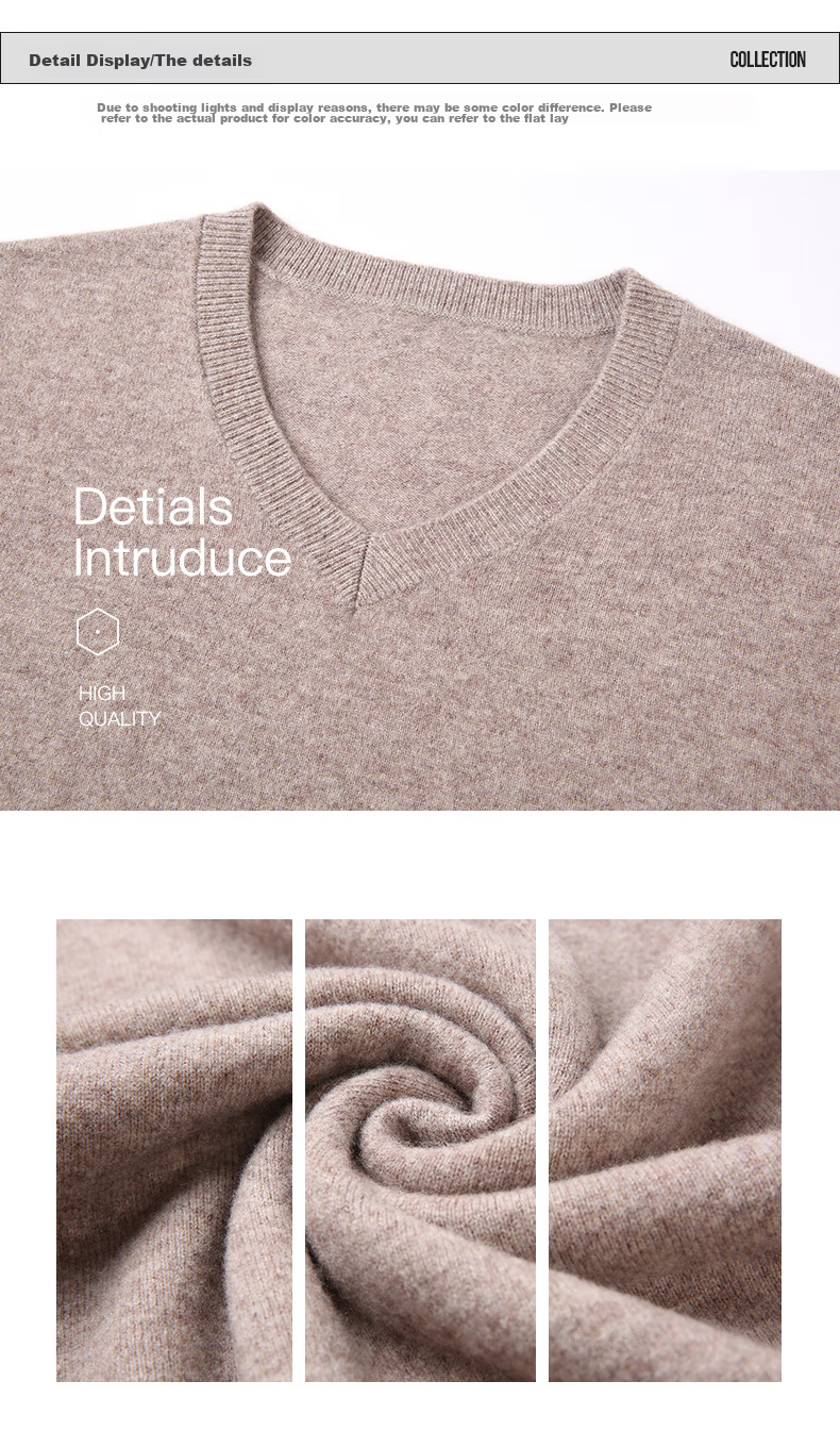 Hengyuanxiang Men's Thick 100% Pure Wool Sweater, Autumn And Winter Solid Color Casual Base Layer Knit Pullover for Young And Middle-Aged Me 28