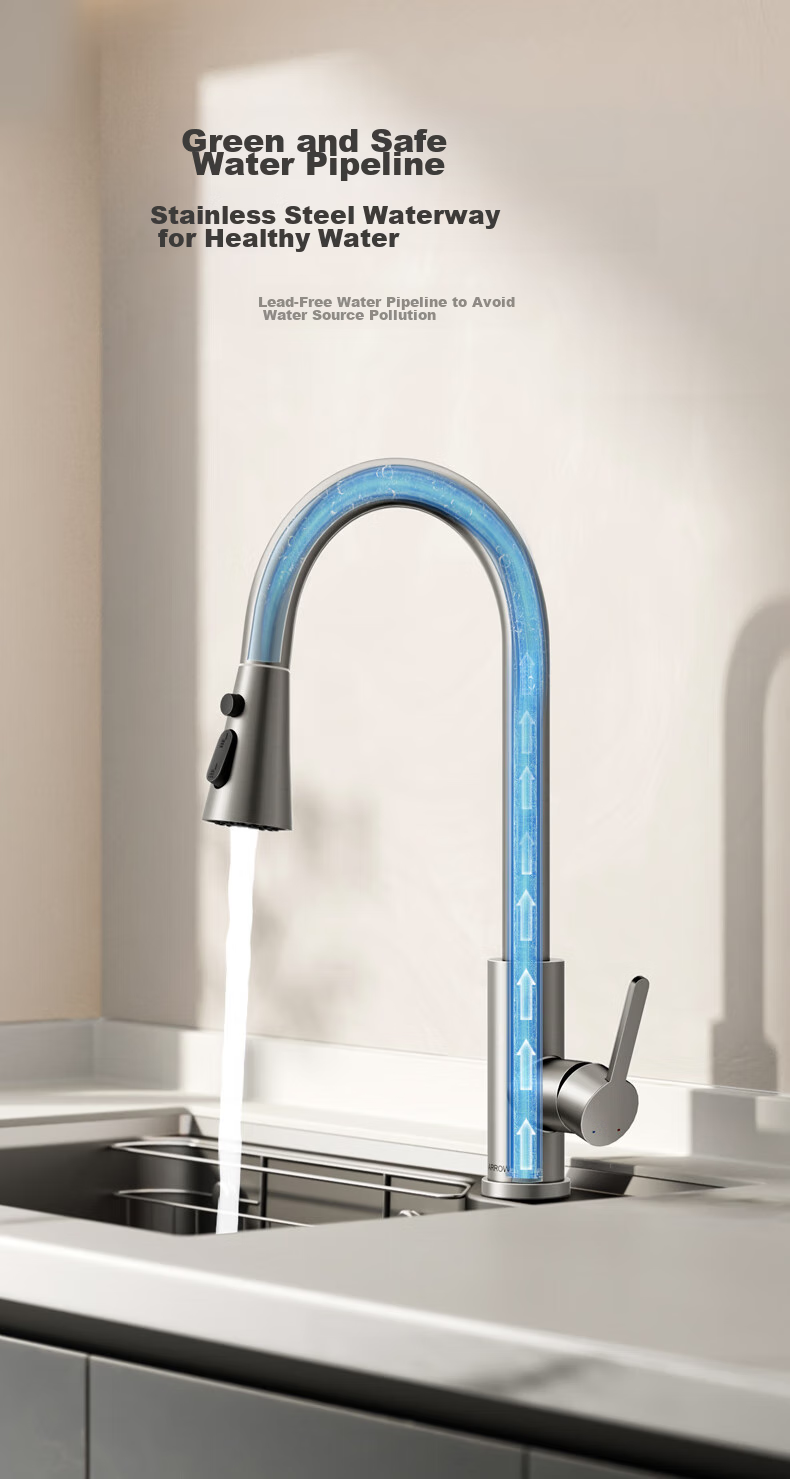 ARROW Space Gray Kitchen Faucet, Hot And Cold Pull-Out Faucet, Kitchen Tap AE45134MGGP 17