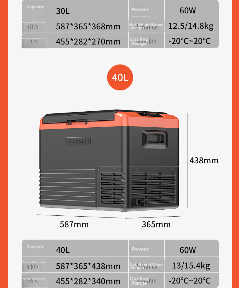 Alpicool Compressor Cooling CL40 Car Refrigerator, RV 12V/24V Dual-Use for Car And Home, Freezing And Refrigeration, Large Truck Refrigerator 14