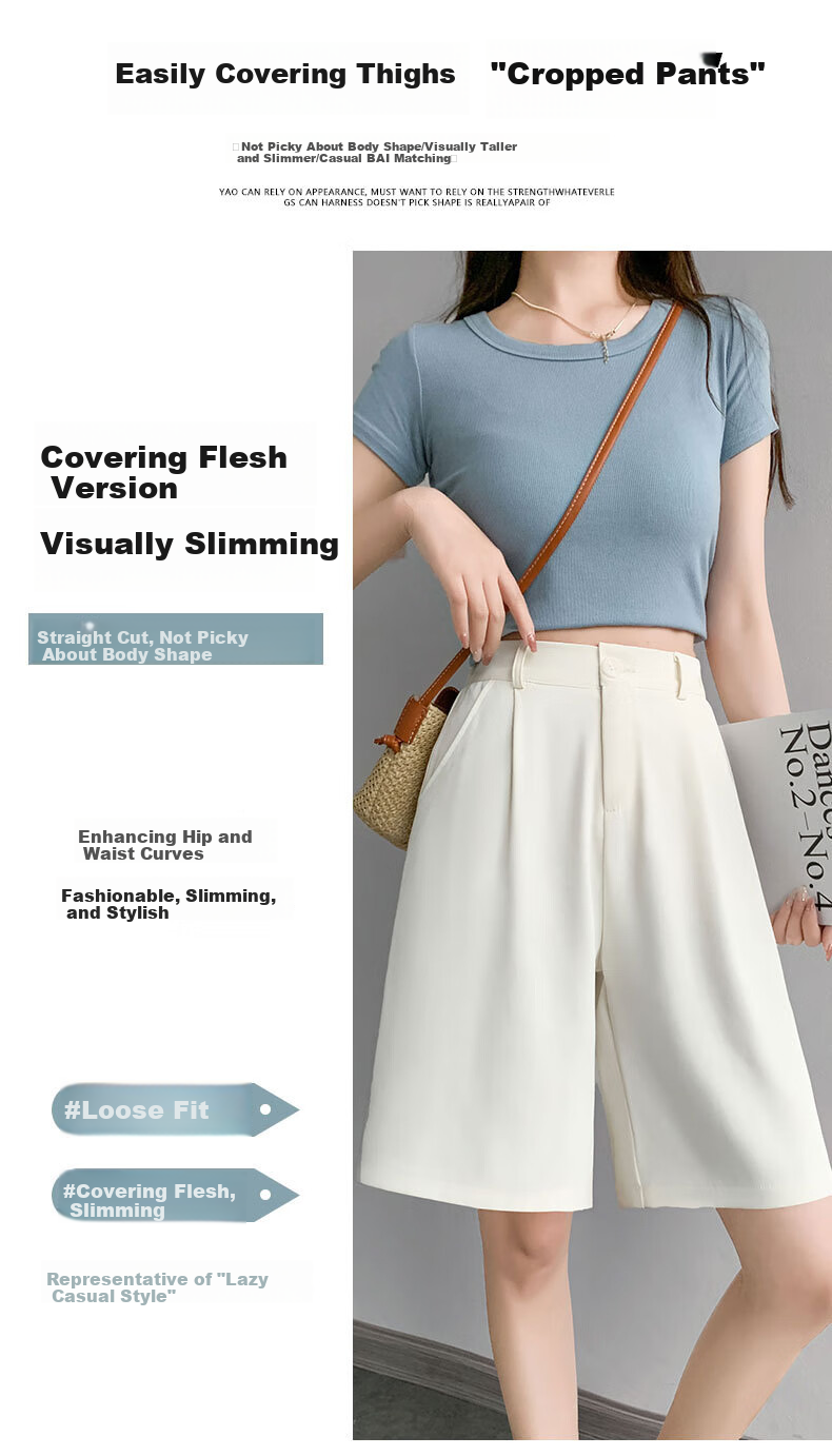 LangSha Women's Summer New 2025 Style High-End Casual A-Line Wide-Leg Shorts with High-Waist Design for Commuting 10