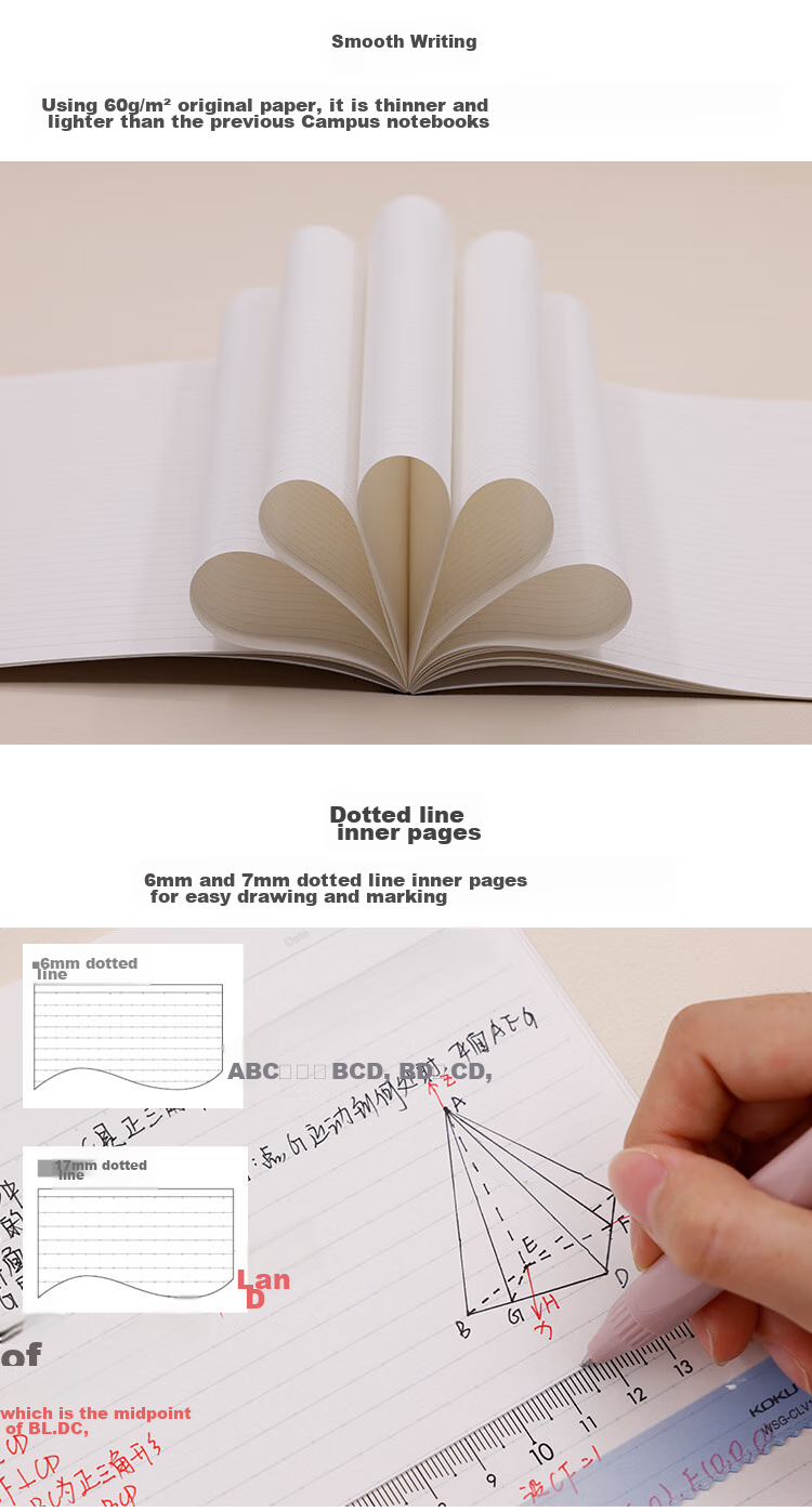 KOKUYO Imported Smart Campus Wirebound Notebook, 7mm Dotted Lines × 30 Rows B5/30 Pages Pink 1 Book NO-GS3CWAT 4