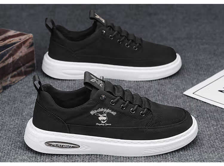 PLAYBOY Men's Shoes, 2026 Autumn And Winter Canvas Shoes, Trendy Footwear, Low-Top Ice-Cool Versatile Casual Shoes for Men, Gray, Size 44 12