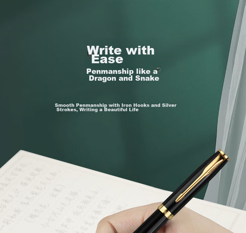 HERO Fountain Pen E609 Extra Fine Iridium Daily Writing Business Calligraphy Practice Pen for Third Grade Elementary And Middle School Students, Boys And Girls Ink Pen Twilight Green Simple Packaging EF Hidden Nib 5