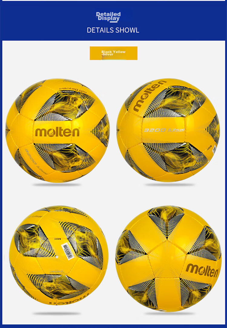 Molten Low Bounce Soccer Ball F9N2810 - OB Size 4, Five-A Indoor Wear-Resistant Hand-Stitched Football 4