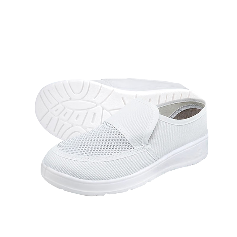 Mulang Anti-Static Single Mesh Shoes, Dust-Proof Breathable Soft Sole, Protective Clean Room Shoes, Mesh Upper for Men And Women, Electronic Food Workshop Work Shoes, White PU Sole Single Mesh Shoes, Size 40