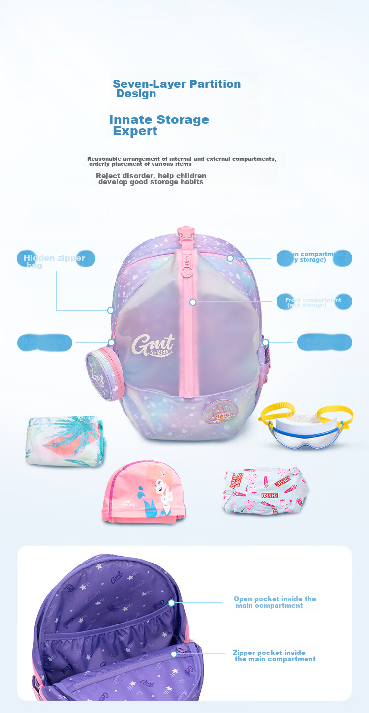 Gmt for Kids Children's Swim Bag, Elementary School Student Dry-Wet Separation Waterproof Backpack, Beach Pool Travel Shoulder Bag, Unicorn Design for Girls 4