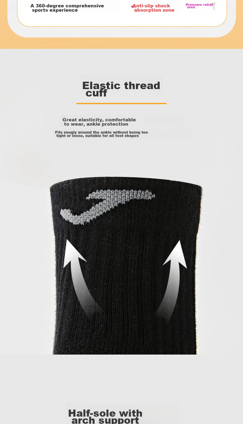 JOMA Mid-Calf Sports Socks Breathable Sweat-Wicking Durable Running Training Basketball Badminton Socks Black One Size Fits All 4