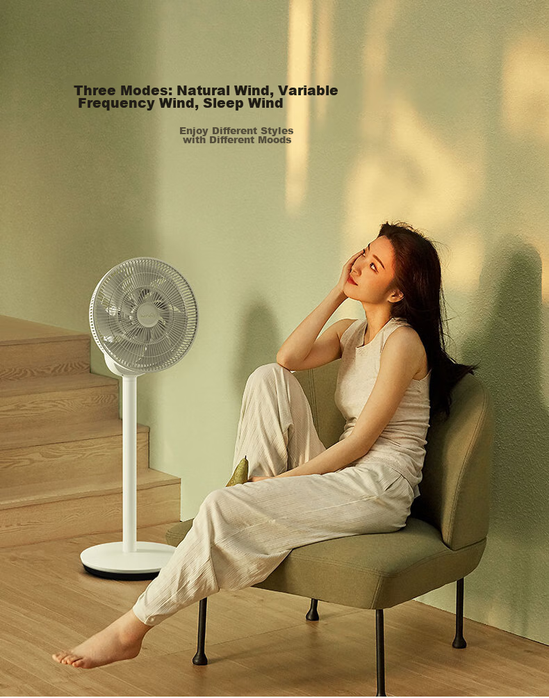 KEHEAL Household Electric Fan Air Circulator, Office Floor-Standing Desktop Dual-Use Low Noise DC Inverter Remote Control Negative Ion R6 15