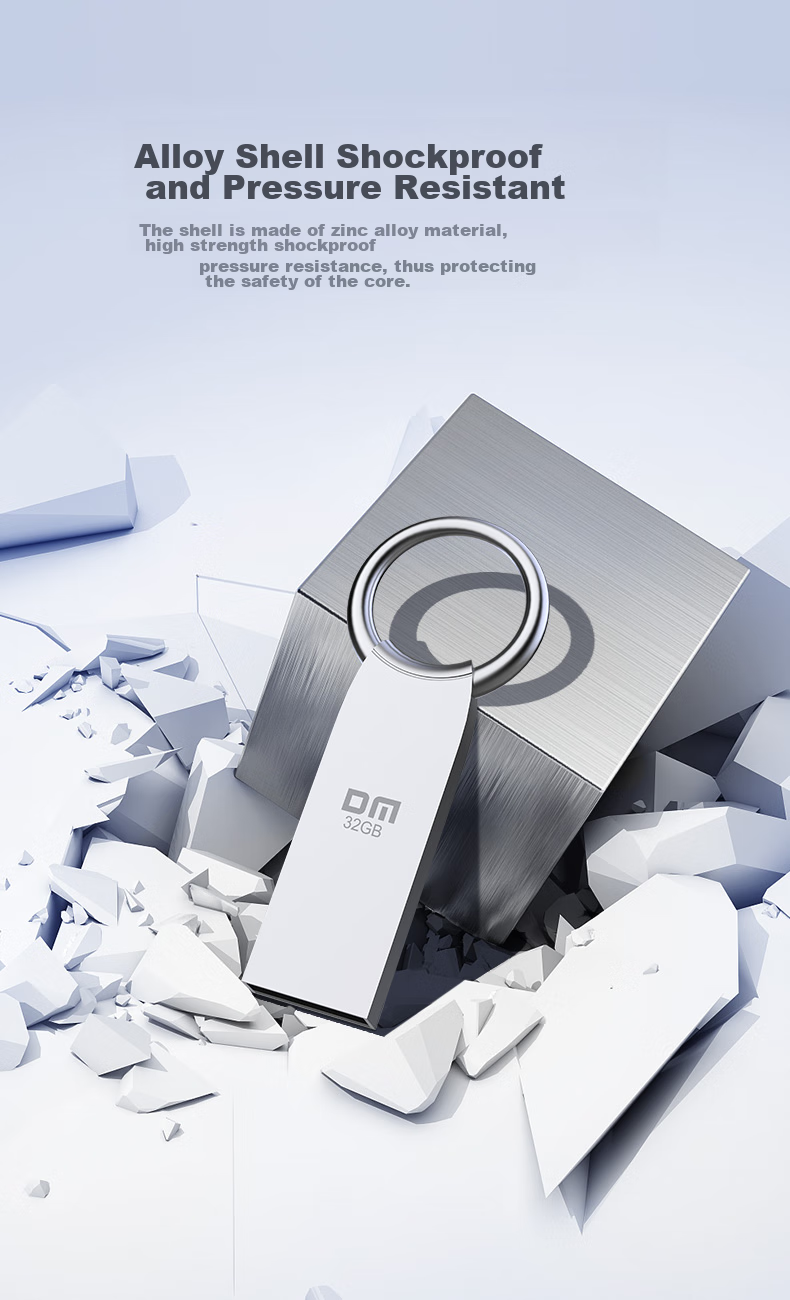 DM Daimai 32GB USB2.0 Flash Drive, Metal PD175, Silver, Compact Portable Metal Car Waterproof Shockproof Computer USB Drive, Tender Bid Small USB Flash Drive 3