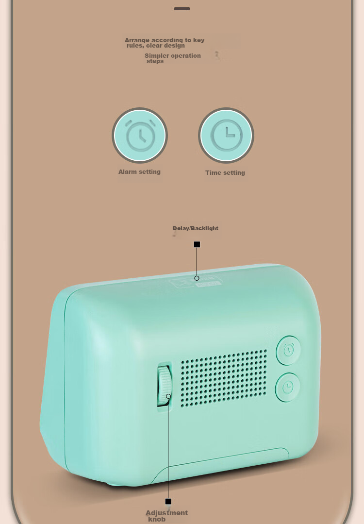 Deli Multifunctional Electronic Alarm Clock, Thermometer And Time Management, Student Back-To Bedroom, Green-LE103 13