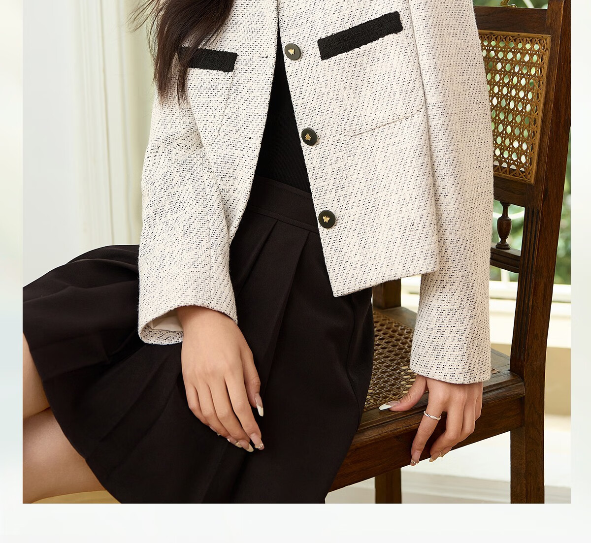 Taxiang Xiaoxiang Style Women's Jacket for Spring And Autumn, Petite Women's Outerwear, Versatile Short Cardigan Coat T51D020 1