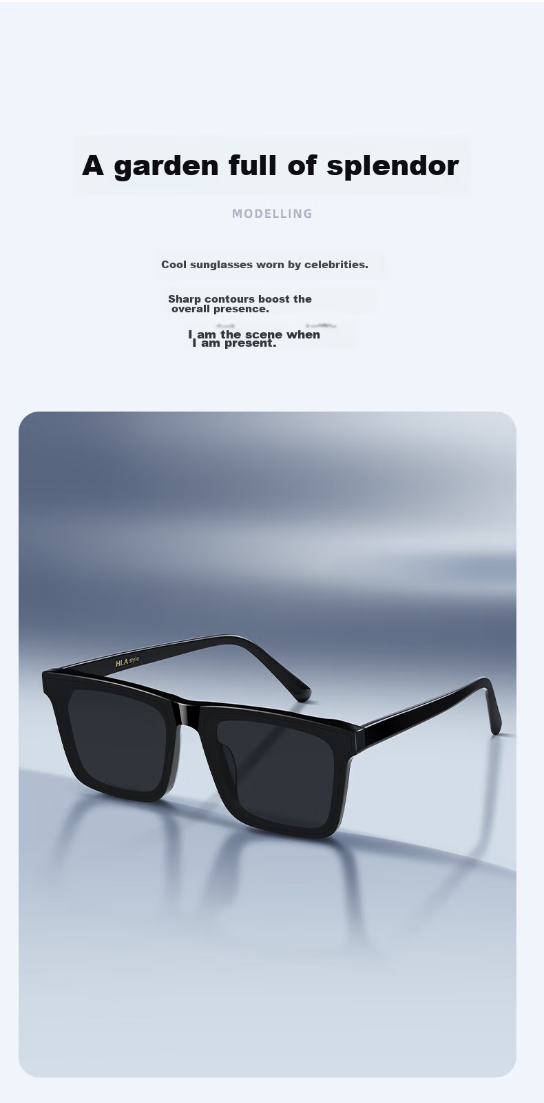 HLA Nylon Sunglasses, Black Square Frame Glasses for Men And Women, Trendy Driving UV Protection Sunglasses for Men, 027 5