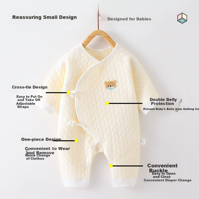 Tongyan Baby Romper, Summer Pure Cotton Newborn Clothes, Infant Butterfly Onesie And Monk Outfit for All Seasons, 2-Piece Set