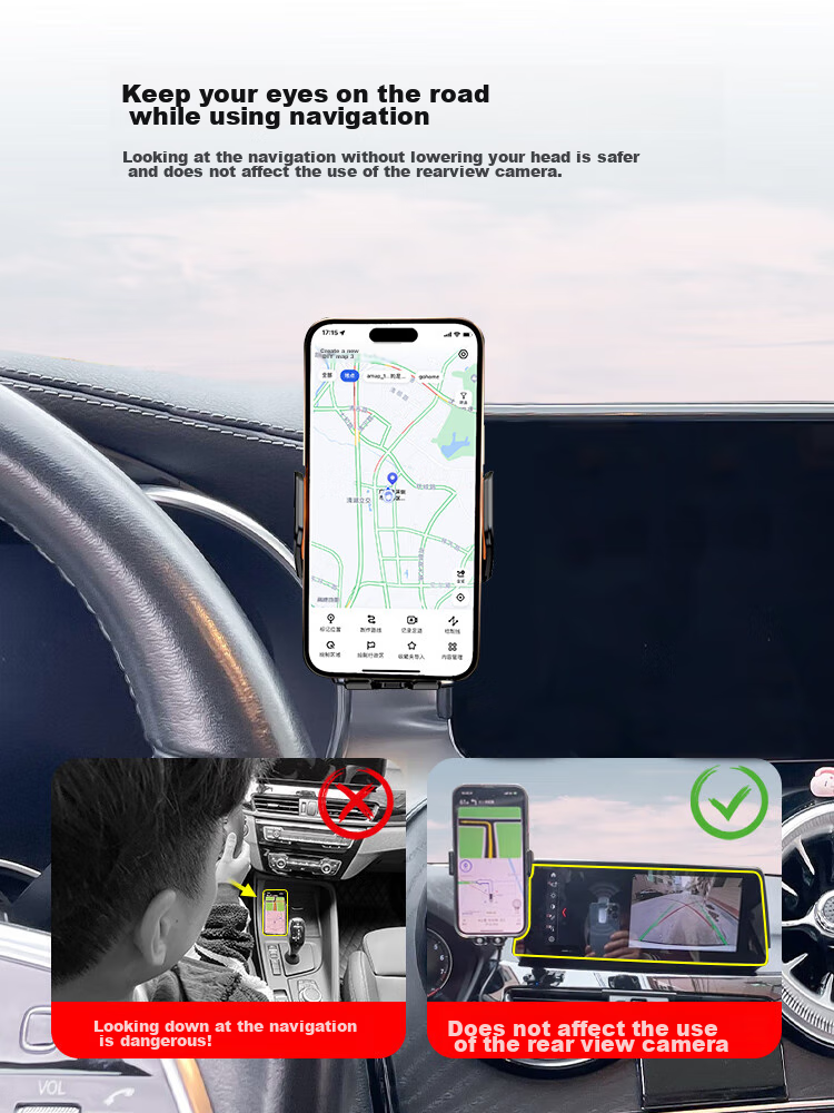 Feimiao Car Phone Holder for Mercedes-Benz E-Class E300L/E260 CLS, Wireless Charging And Navigation Mount 5
