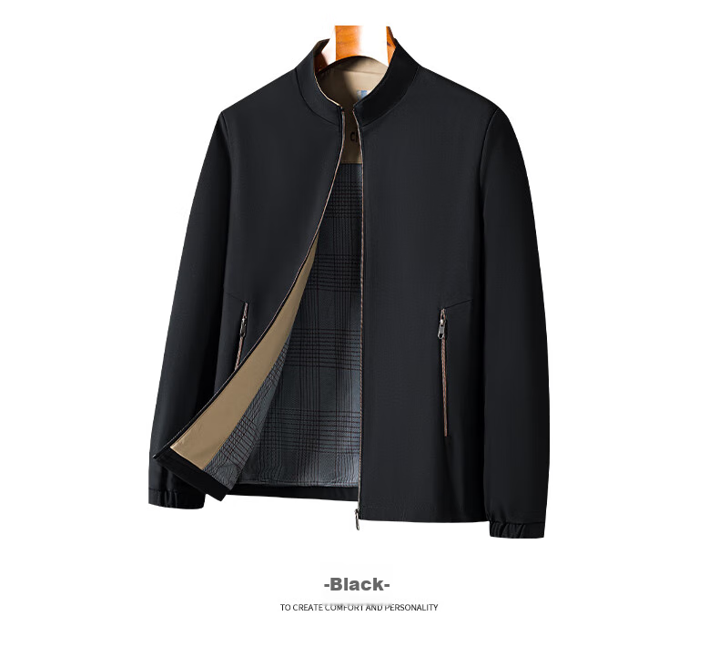 Baocaiyang Middle-Aged Dad Casual Jacket for Men, Spring And Autumn Stand-Up Collar Cadre Uniform Outerwear, Middle-Aged And Elderly Men's Clothing 15