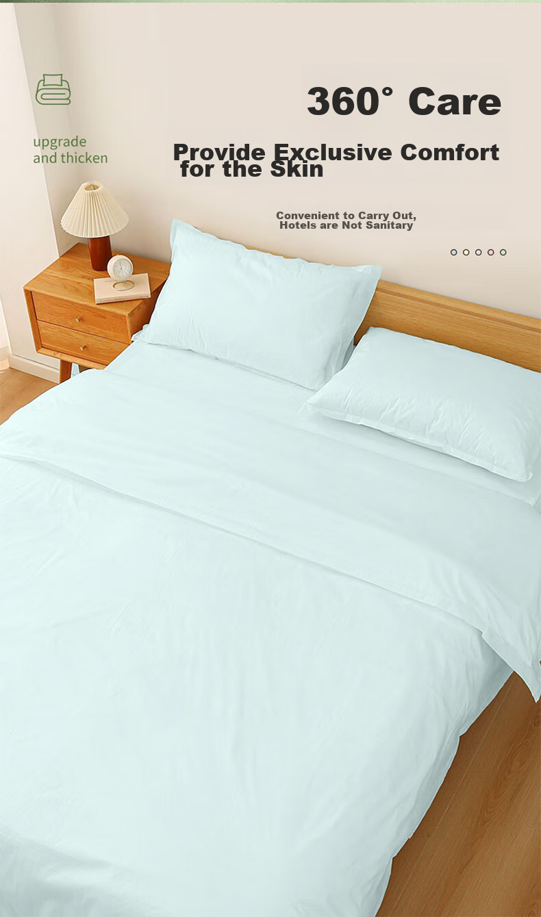 Lehuolvxing Disposable Bedding Set, Hotel Bedding, Bedsheet, Duvet Cover, Double Bed Cover, Thickened Anti-Dirt Bed Cover for Travel 7