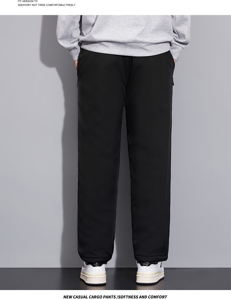 TUCANO Men's Cotton Pants Lamb Wool Fleece Thickened Graphene Warm Comfortable Casual Straight Leg Trousers Black 3XL 15
