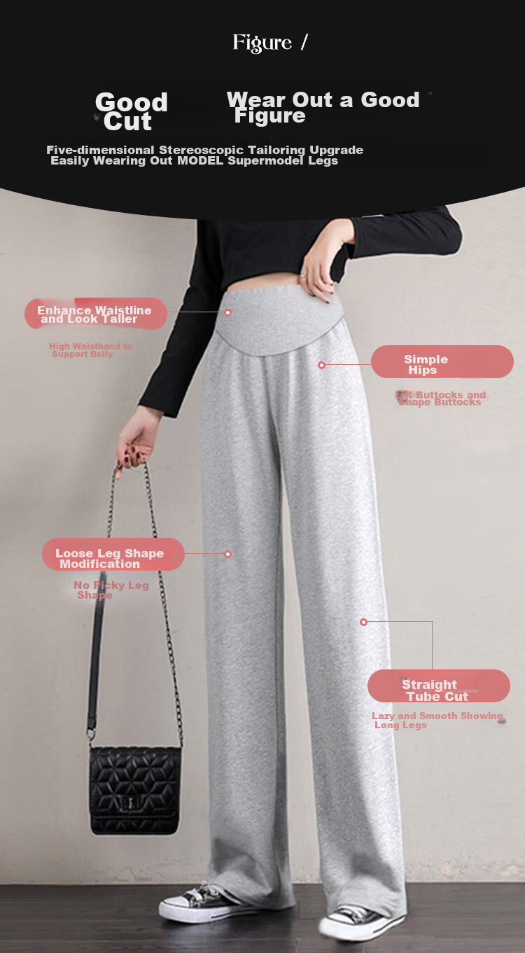 JOYNCLEON Maternity Pants, Summer Women's Wide-Leg Casual Trousers, Leggings, Thin Style, Plus Size, Black L, Jyk152328 4