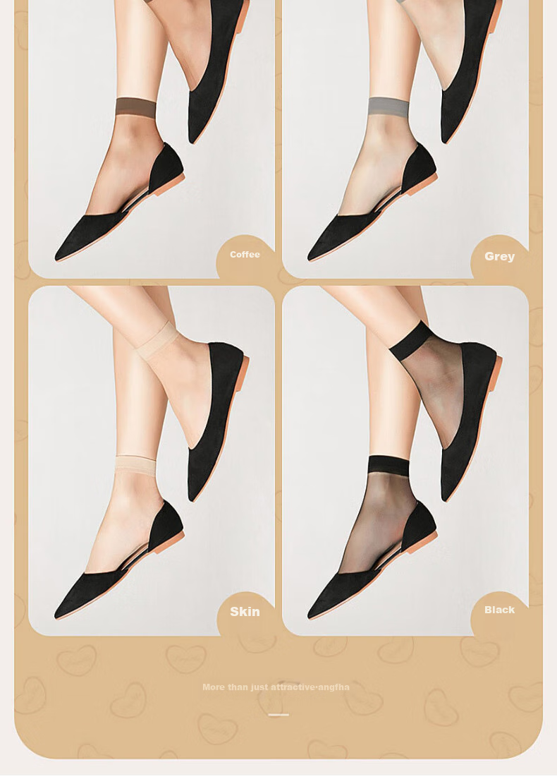 LangSha Women's Summer Ultra-Thin Transparent Stockings, Crystal Silk Short Socks for Ladies, 20 Pairs Pack, Black 20
