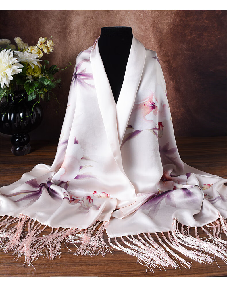 Hangsifu Silk Mulberry Silk Suzhou Embroidery Scarf, Flower Pattern Gift Box, Shawl, Outer Wear, Birthday Gift for Mom, High-End Mid-Autumn Festival Present 37