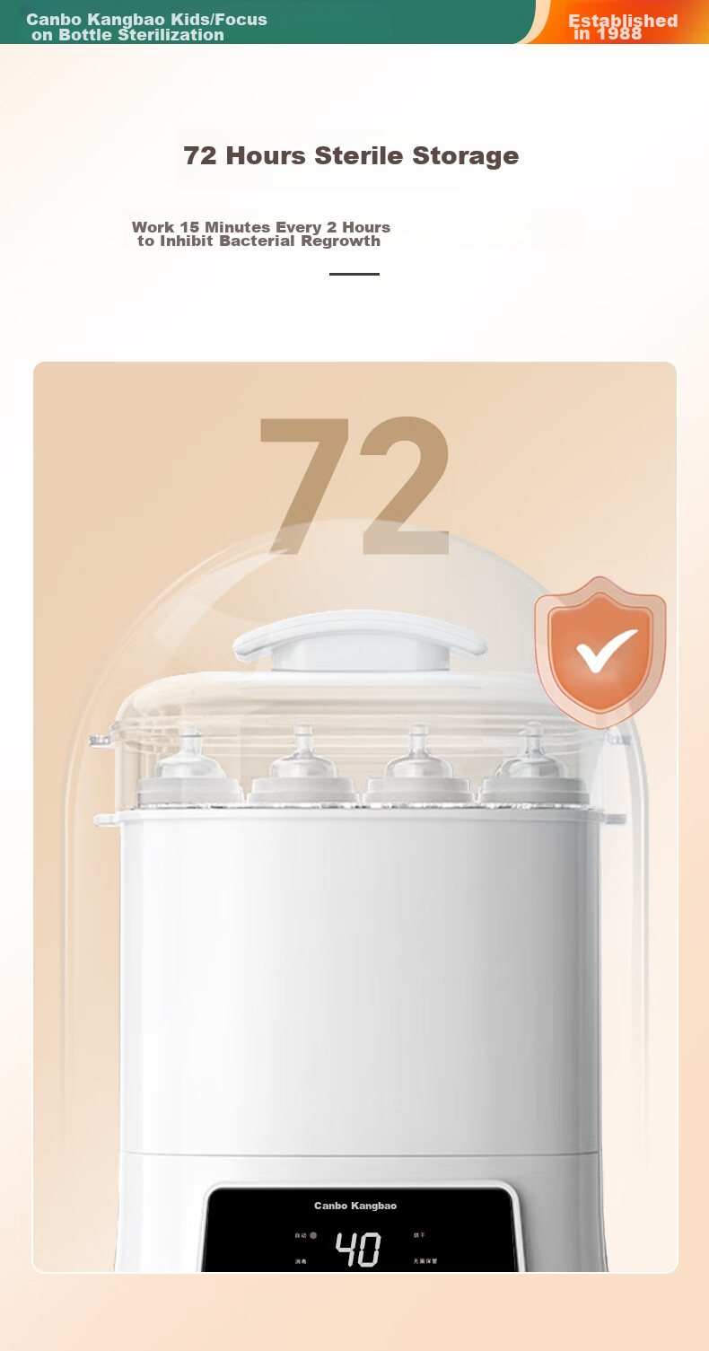 Canbo Baby Bottle Sterilizer Cabinet All-Glass Thermostatic Kettle Sterilizer Milk Frother Warmer 2-in-1 or 3-in-1 Feeding Station 11