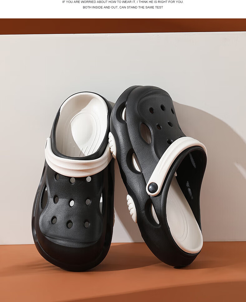 CARTELO Men's Perforated Shoes, Summer Sandals, Outdoor Dual-Wear Slippers, Fashionable Beach Shoes for Men, 1470 Black And White, Size 42-43 9