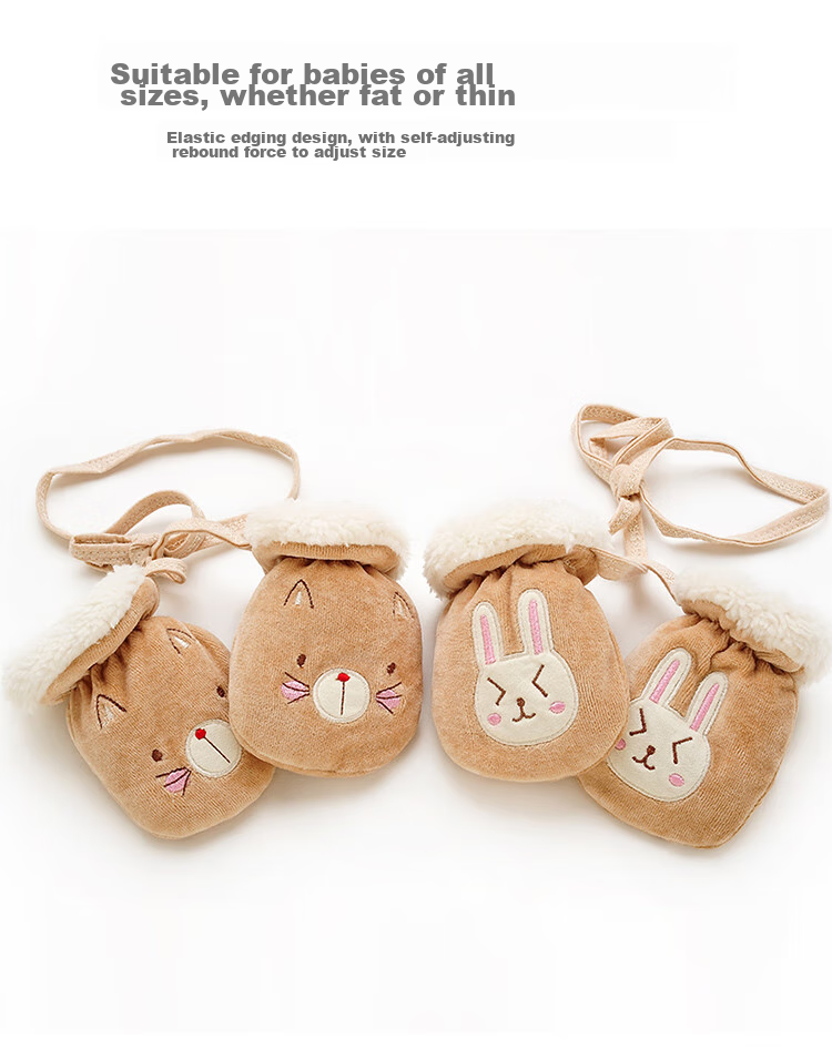 LAXIALIYA Baby Gloves for Autumn And Winter, Suitable for Infants Aged 0-1 Thickened Warm Children's Newborn Infant Fleece-Lined Sleepwear Anti-Freeze 7