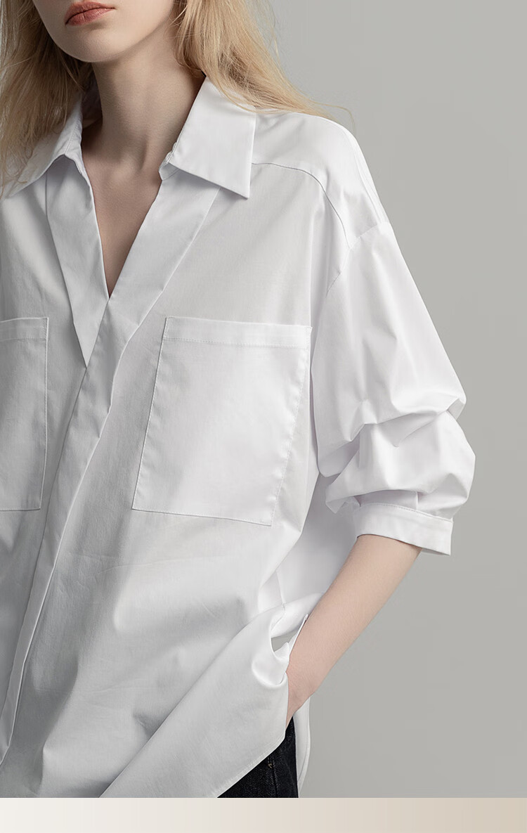 Demana [Smart Commuting] Summer Elegant Bookish V-Neck Stacked Sleeve Comfortable Slimming Shirt for Women 7