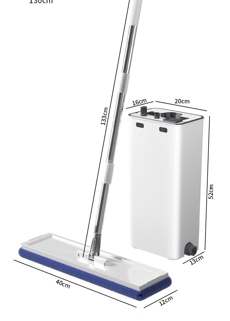 Dongfangliangjie Mop for Home Use, All-In Cleaning, 50cm Large Size, No-Hand Wet And Dry Dual-Use Flat Double Mop with Bucket, Fully Automatic Drainage 14