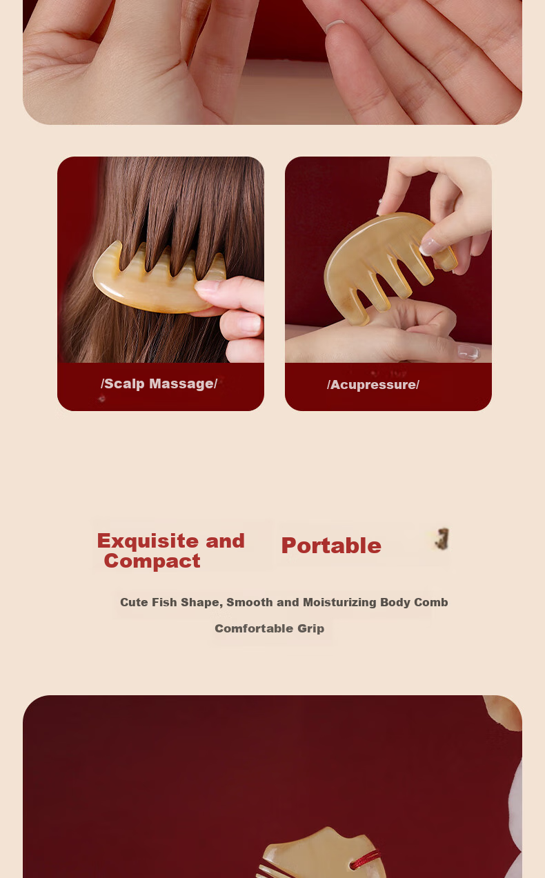 Chaojun Authentic Natural Sheep Horn Portable Comb Mirror, Women's Scalp Massage Meridian, Gift for Girlfriend Or Wife, Valentine's Day Present, Practical Gift Box Set, Mid-Autumn Festival 6