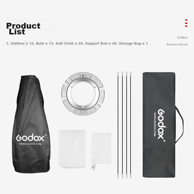 Godox 30*120cm Rectangular Square Softbox, Light Modifying Cover, Compatible with Live Streaming Fill Lights, Photography Lights, Flashlights, Foldable Portable Softbox