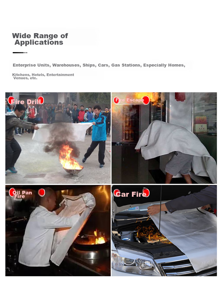 JINGXI Fire Blanket, Fiberglass Fire-Resistant Mat, for Home Kitchen Canteen Use, Fire Extinguisher Box, Escape Blanket, 1.5M X 1.5M 5