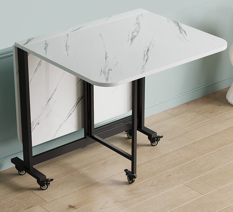 KULIN Folding Dining Table, Compact Size, Mobile Eating Table, Multi-Functional Extendable Ultra-Thin Square Table for Home Use, White, 1.2 Meters 1