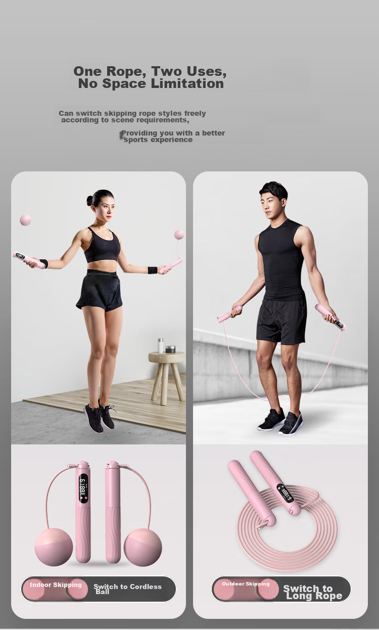 JD Original Ball Jump Rope, Smart Counting with And Without Rope, Weight Loss And Weighted for Students' Exams, Steel Wire Speed Competition, Pink 13
